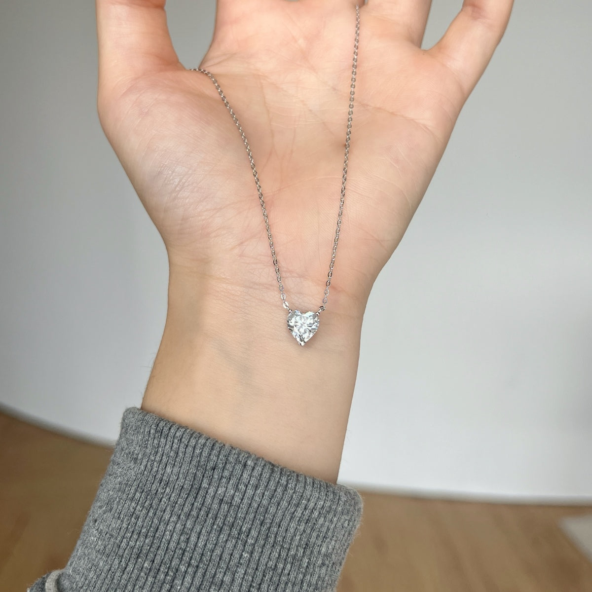 Heart-Cut Moissanite Necklace in 925 Sterling Silver