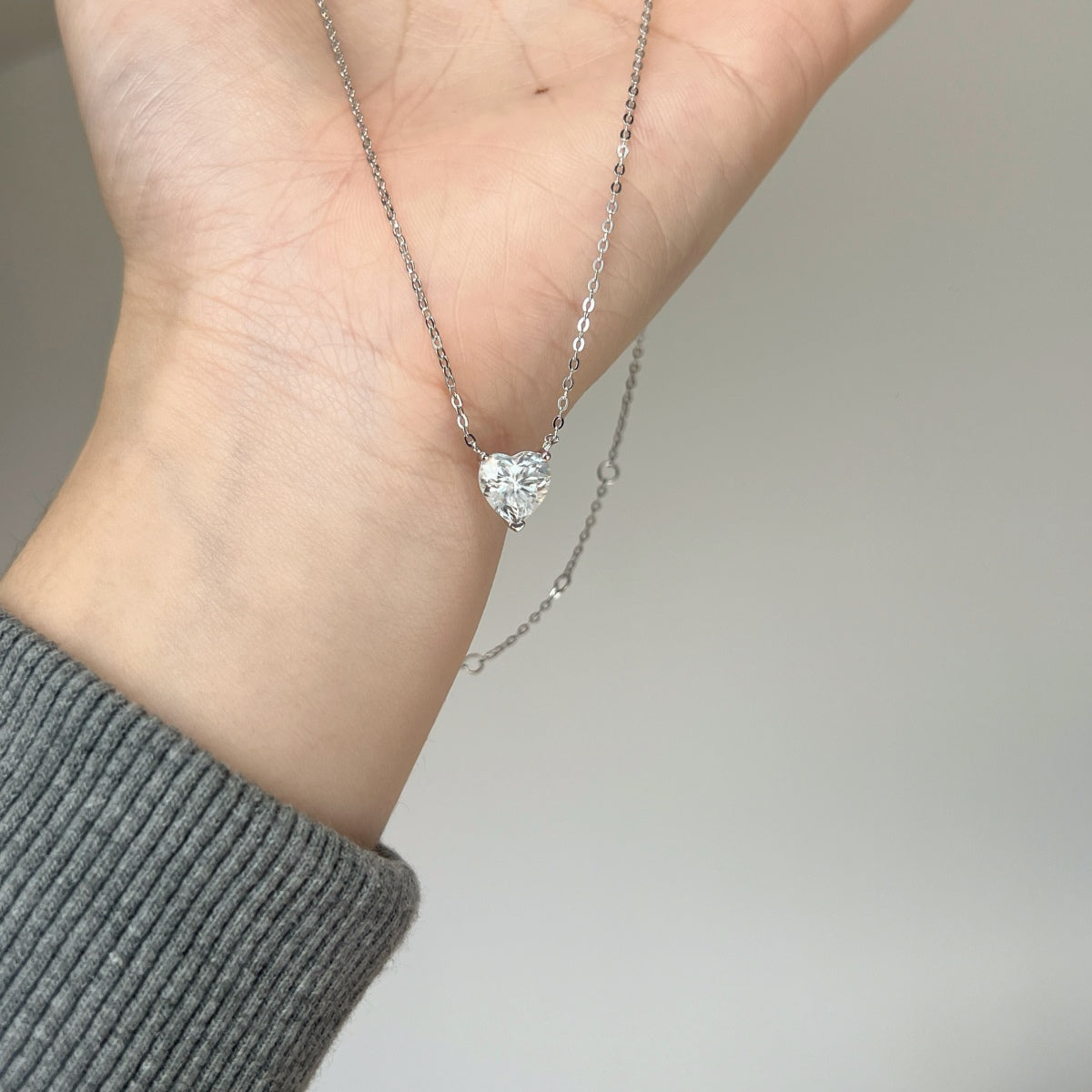 Heart-Cut Moissanite Necklace in 925 Sterling Silver