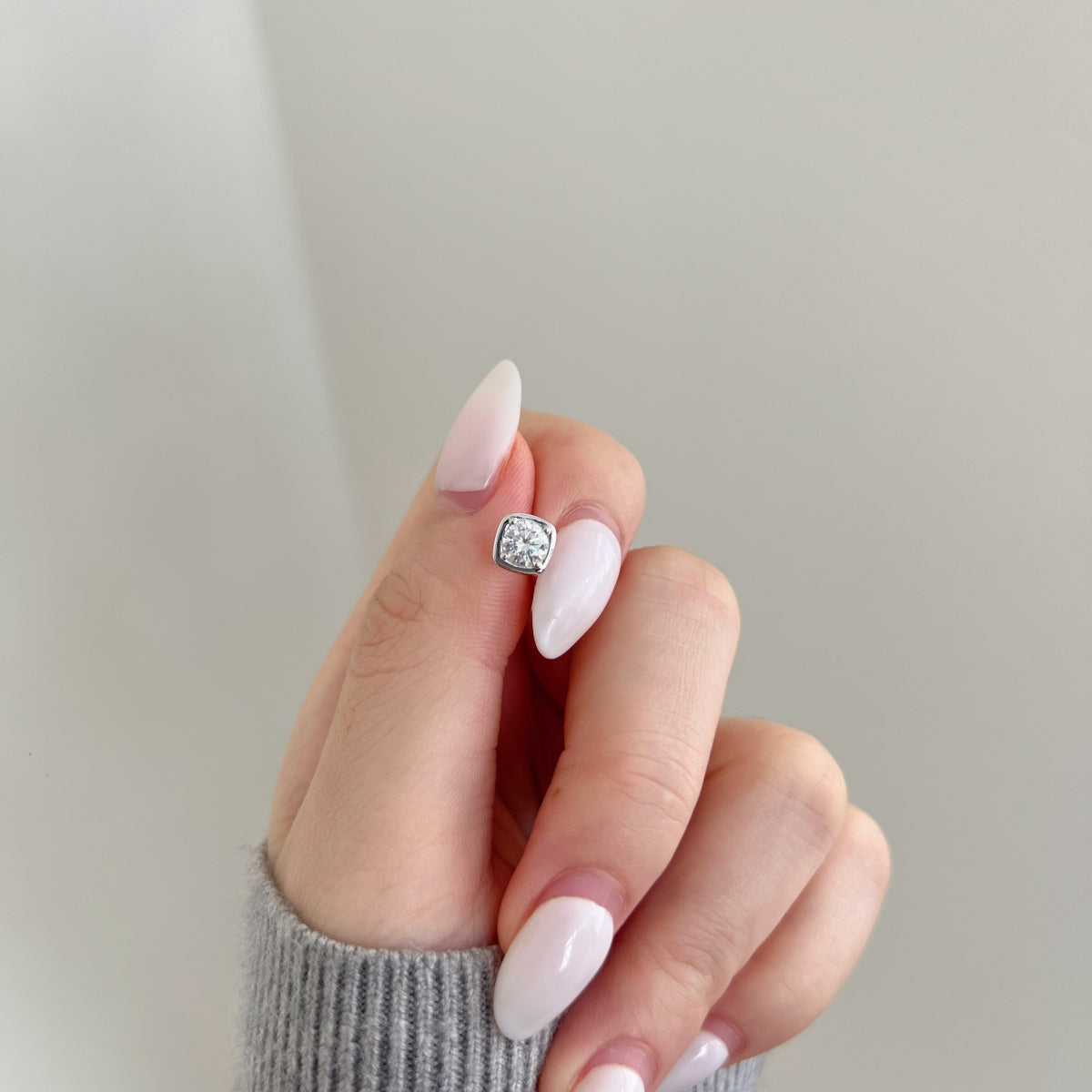 Moissanite Cushion Studs in 925 Sterling Silver