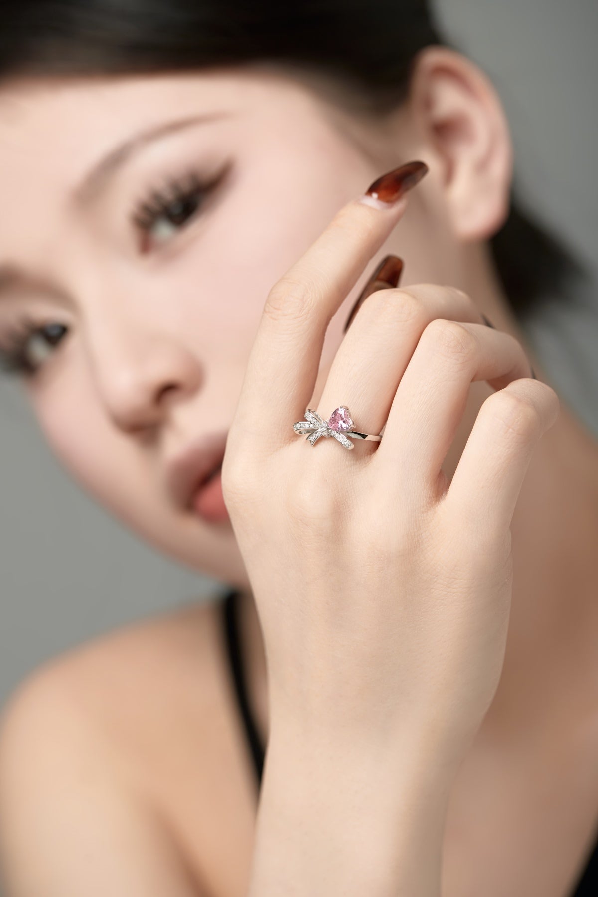 Pink Bow Ring Silver 925 - 3017