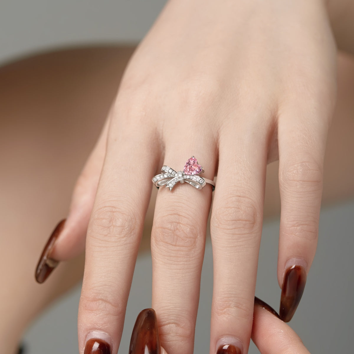 Pink Bow Ring Silver 925 - 3017