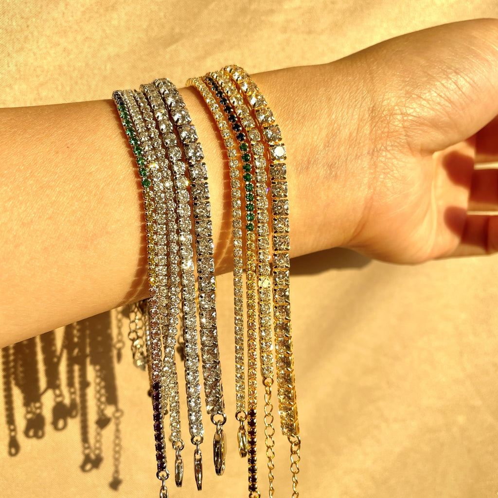 Classic Tennis Bracelet • 925 Silver Rhodium Plated