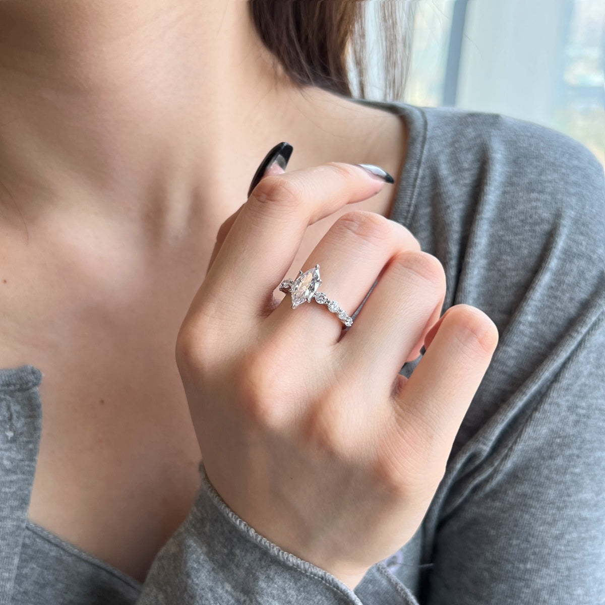 Selena Gomez Engagement Ring Marquise BZ120001