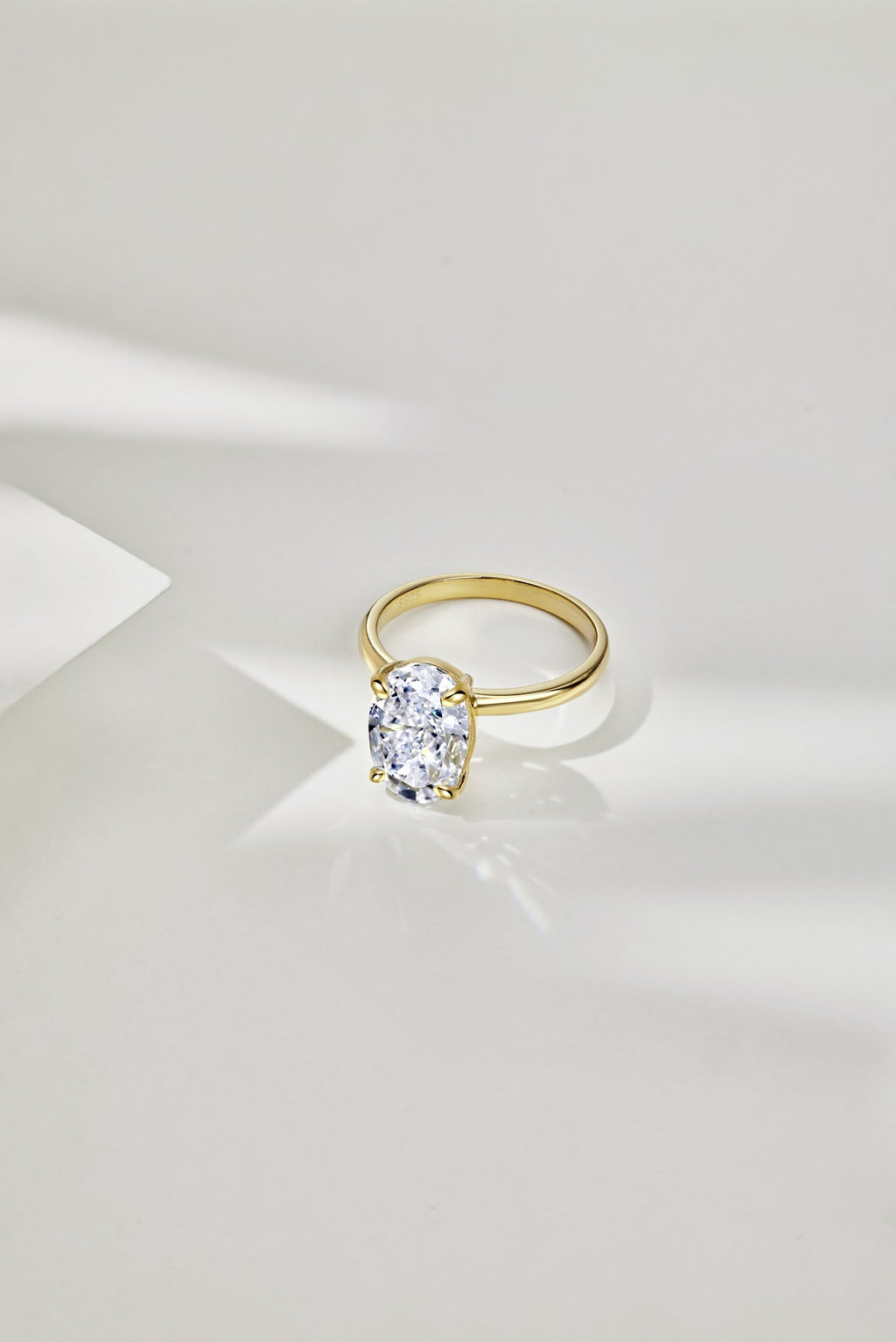 Classic Oval Stone Ring - 18K Gold Plated, 925 Silver Base