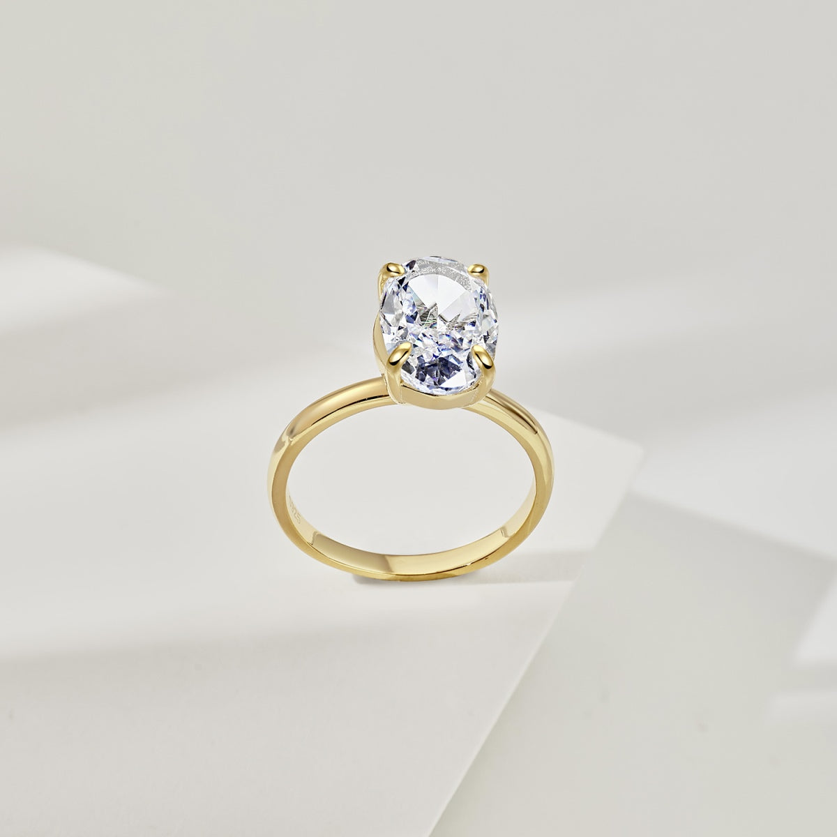 Classic Oval Stone Ring - 18K Gold Plated, 925 Silver Base