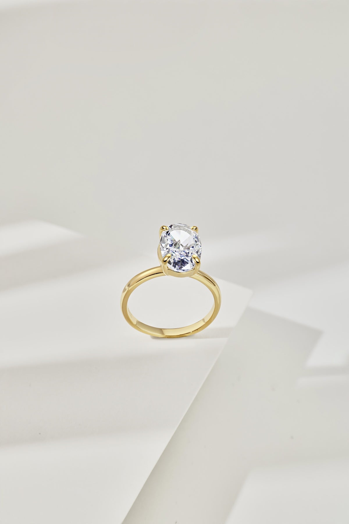 Classic Oval Stone Ring - 18K Gold Plated, 925 Silver Base