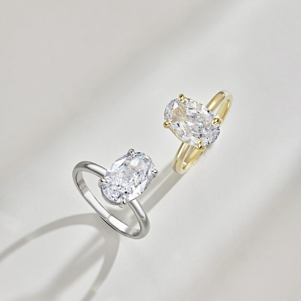 Classic Oval Stone Ring - 18K Gold Plated, 925 Silver Base