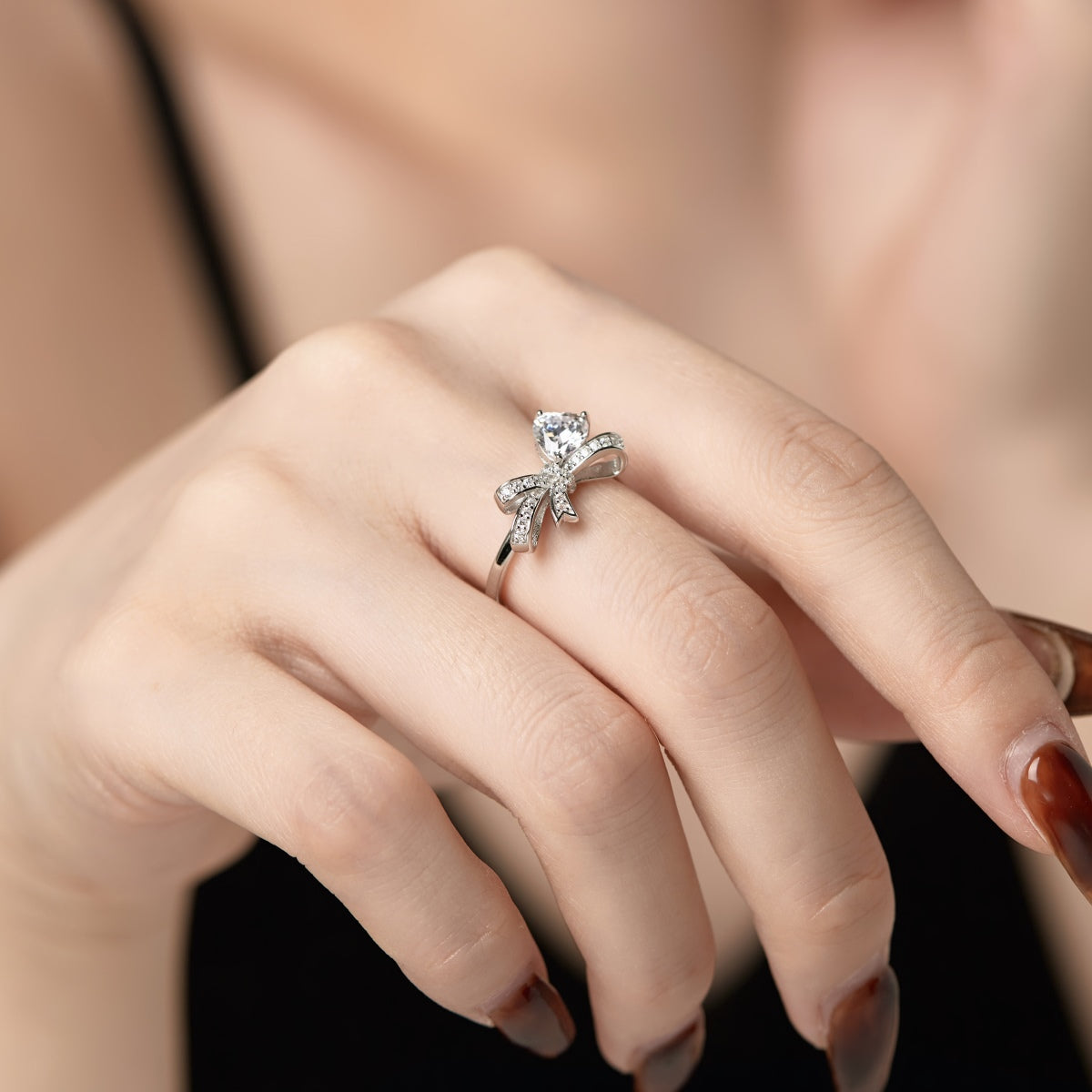 Pink Bow Ring Silver 925 - 3017
