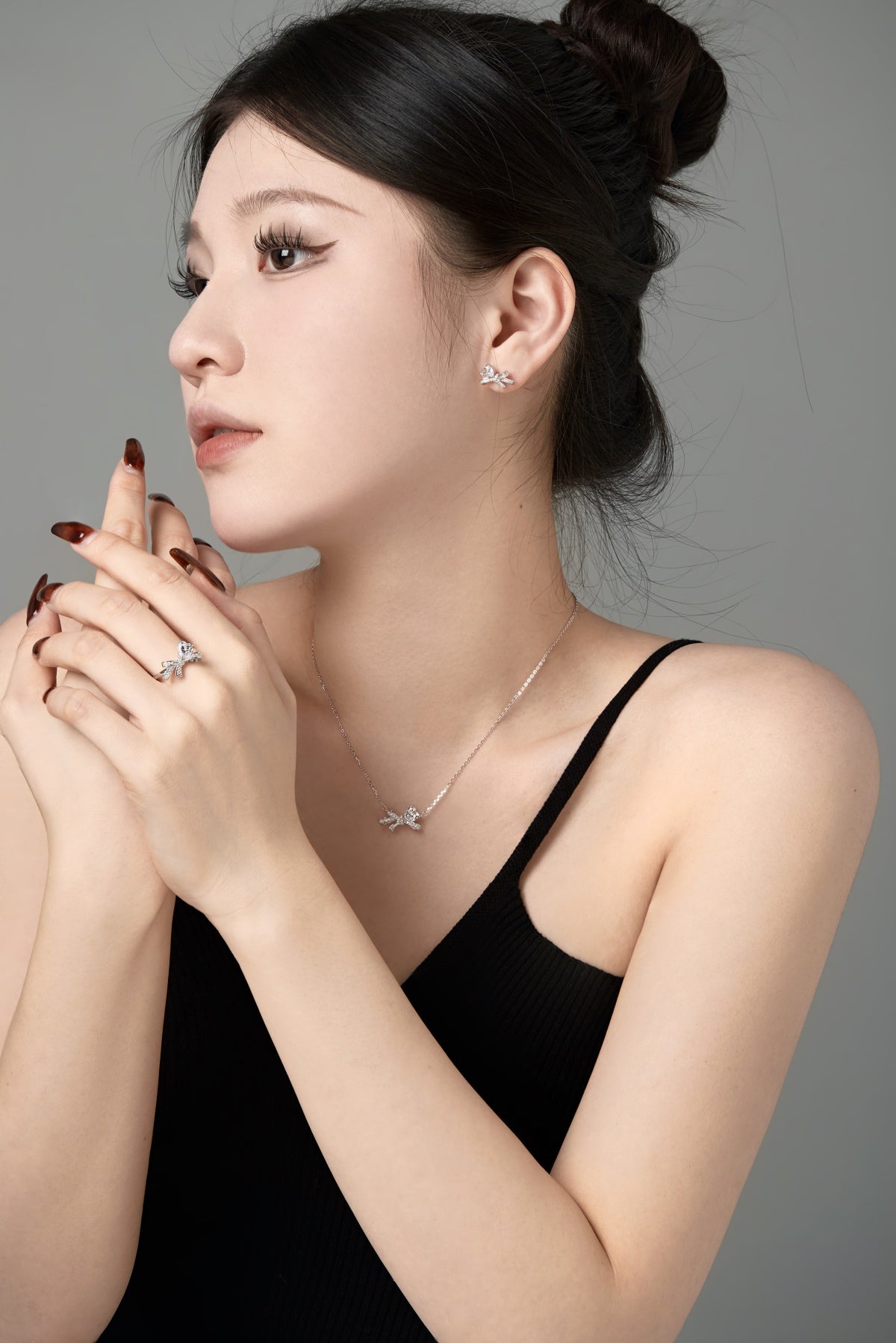 Pink Bow Ring Silver 925 - 3017