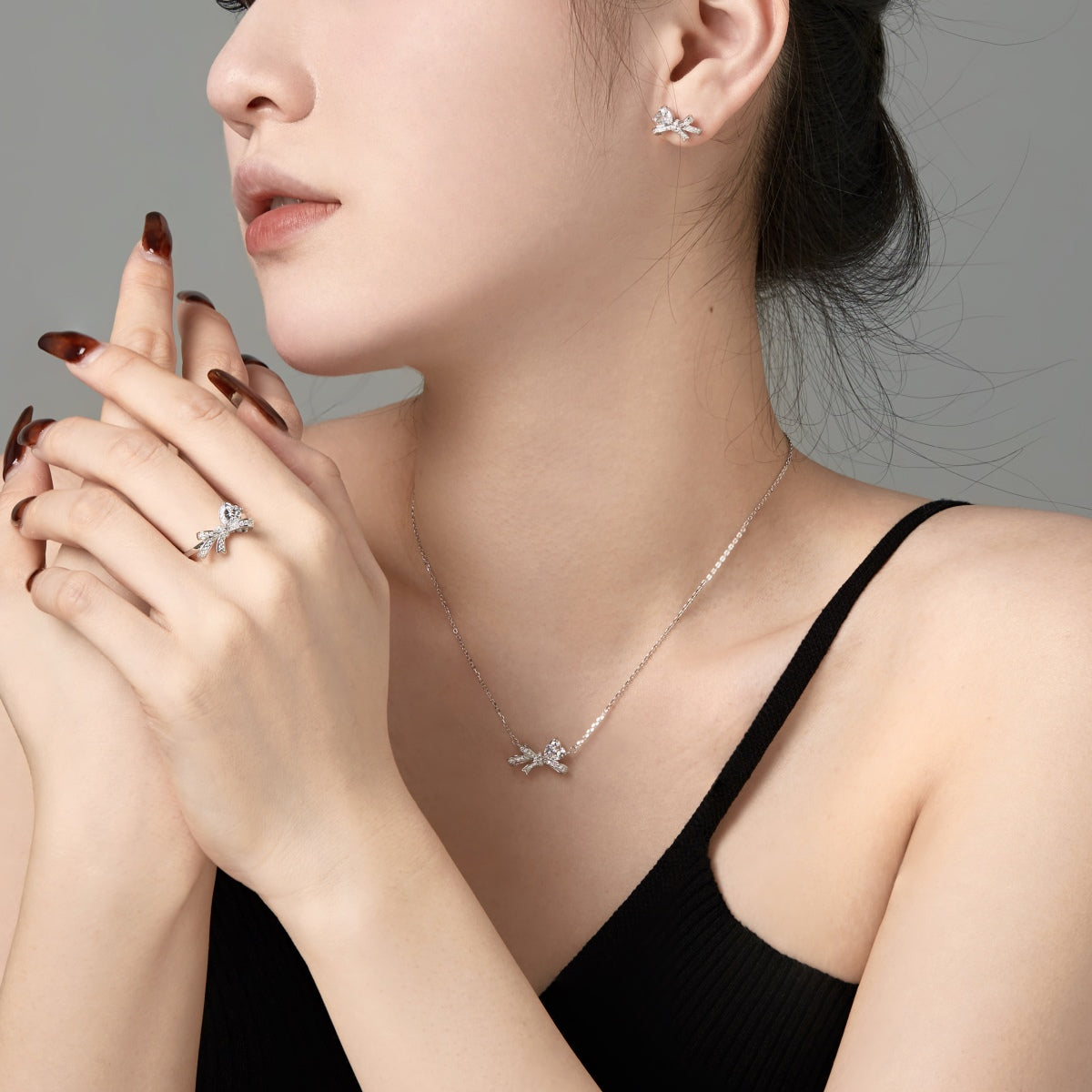 Pink Bow Ring Silver 925 - 3017