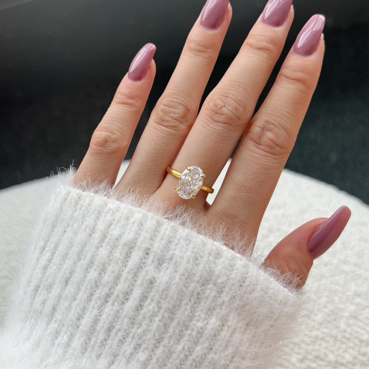 Classic Oval Stone Ring - 18K Gold Plated, 925 Silver Base