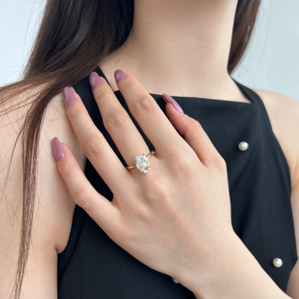 Classic Oval Stone Ring - 18K Gold Plated, 925 Silver Base