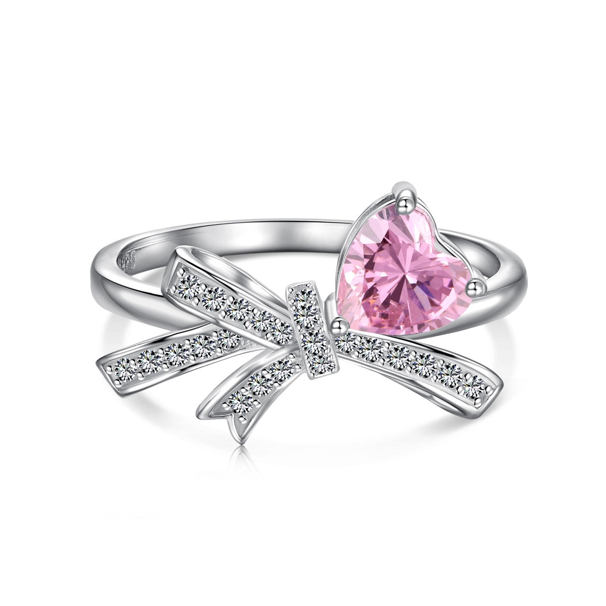 Pink Bow Ring Silver 925 - 3017