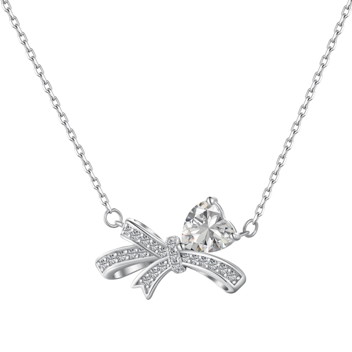 Bow Silver Necklace 3009