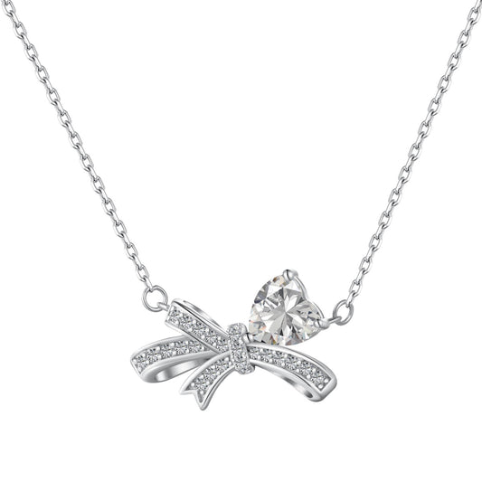 Bow Silver Necklace 3009