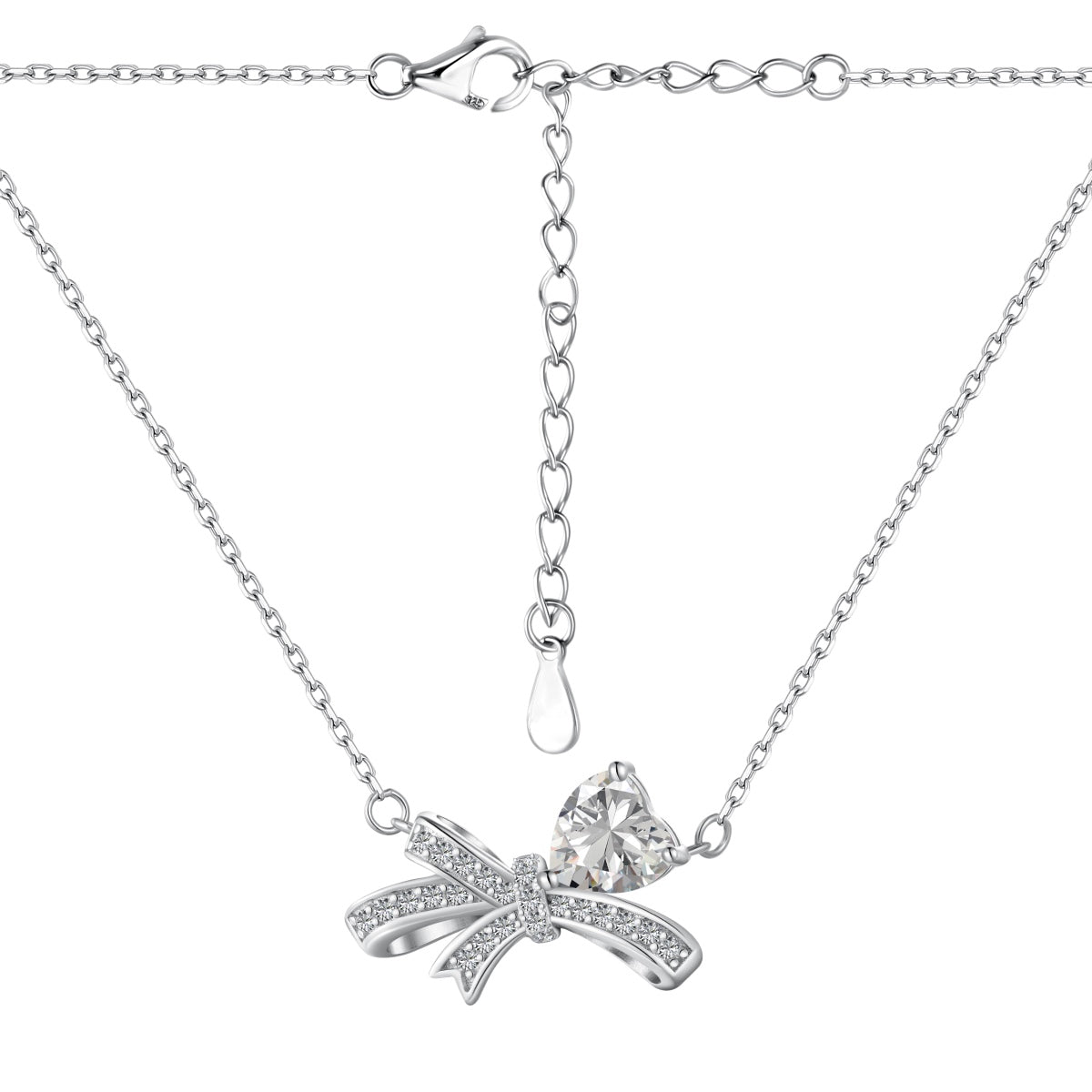 Bow Silver Necklace 3009
