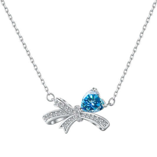 Blue Silver Bow Necklace 3008