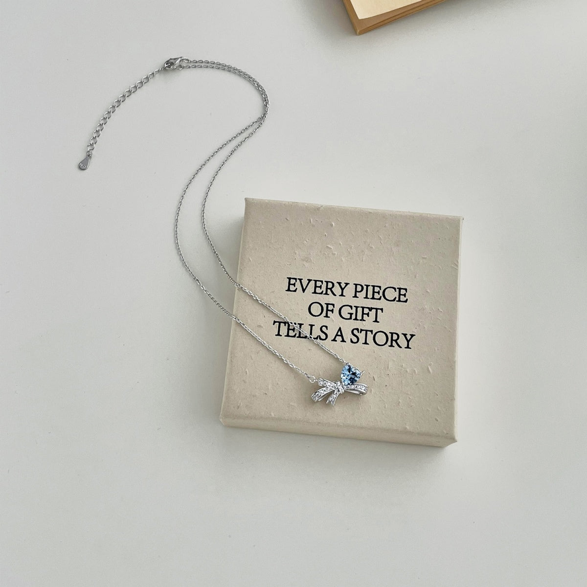 Blue Silver Bow Necklace 3008