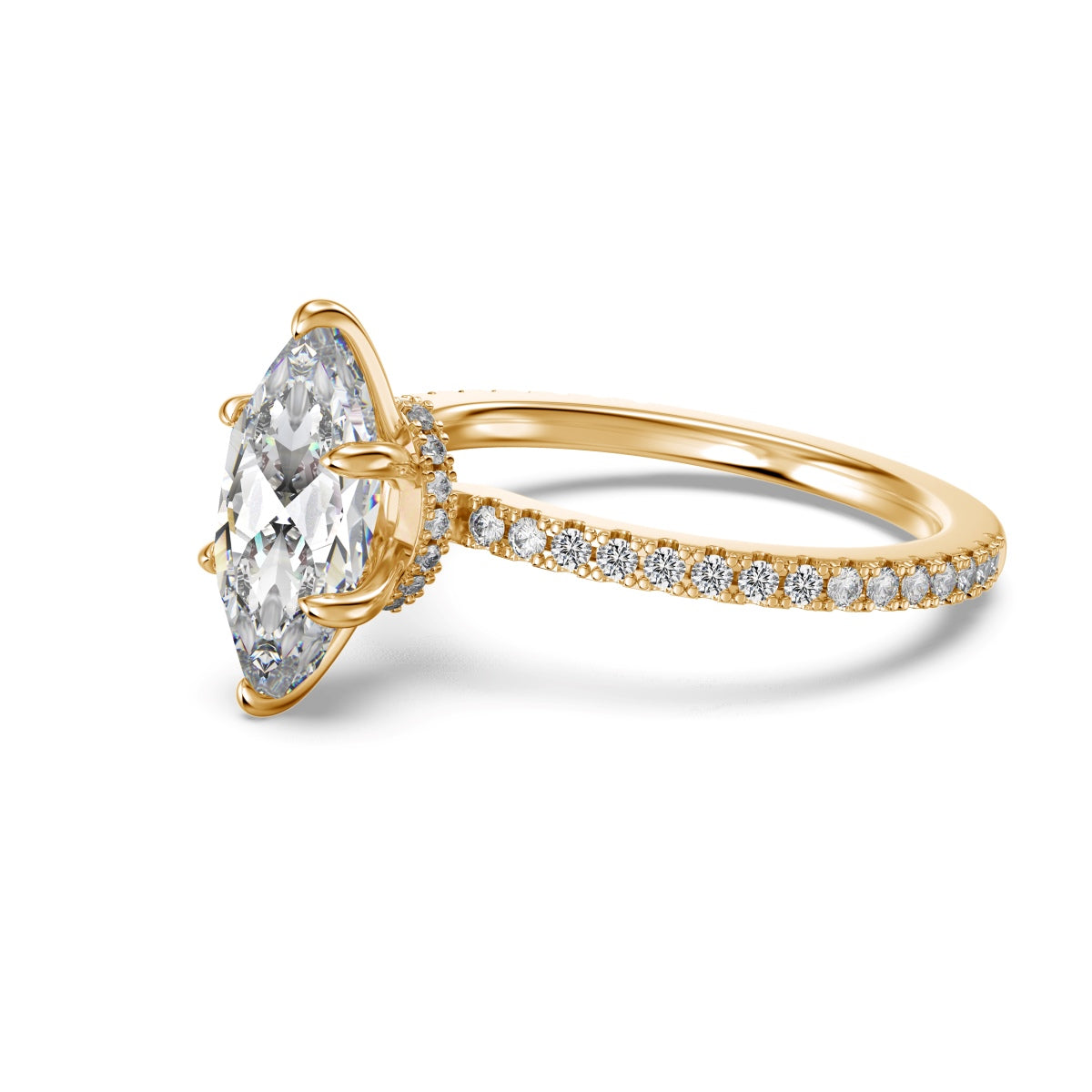 Selena Inspired Marquise Moissanite Ring – 925 Silver Champagne Gold Plated