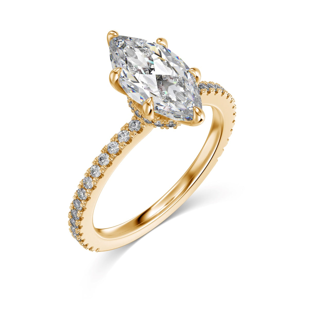 Selena Inspired Marquise Moissanite Ring – 925 Silver Champagne Gold Plated