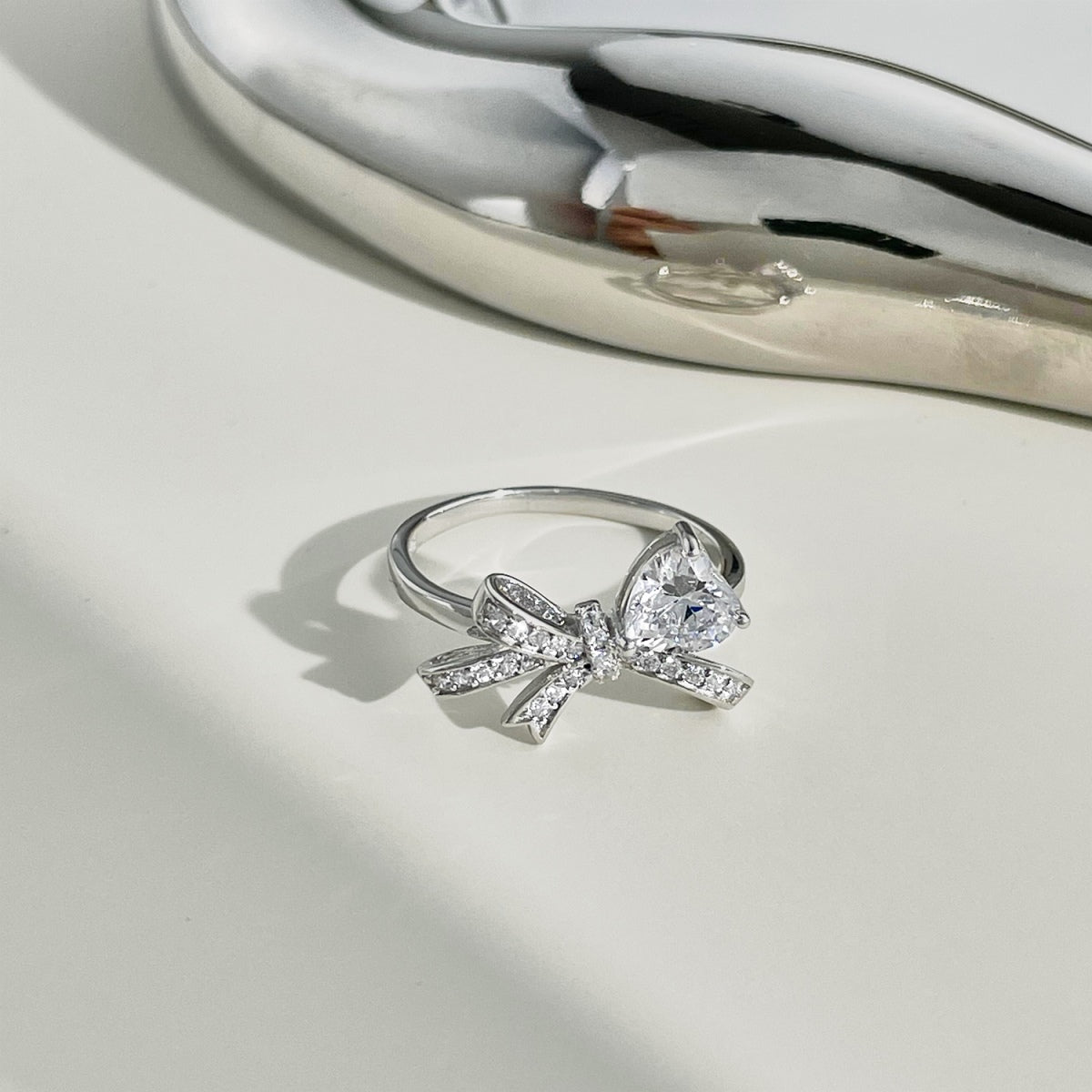 Pink Bow Ring Silver 925 - 3017