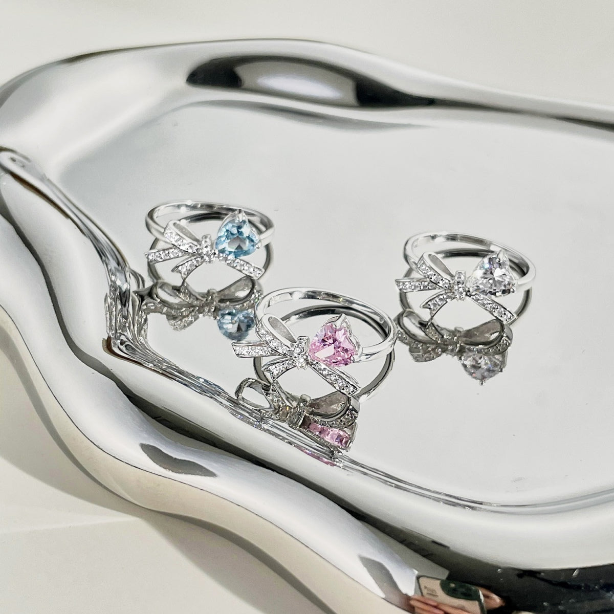 Bow Silver Ring 925 with Sparkling Gemstone | Free Shipping