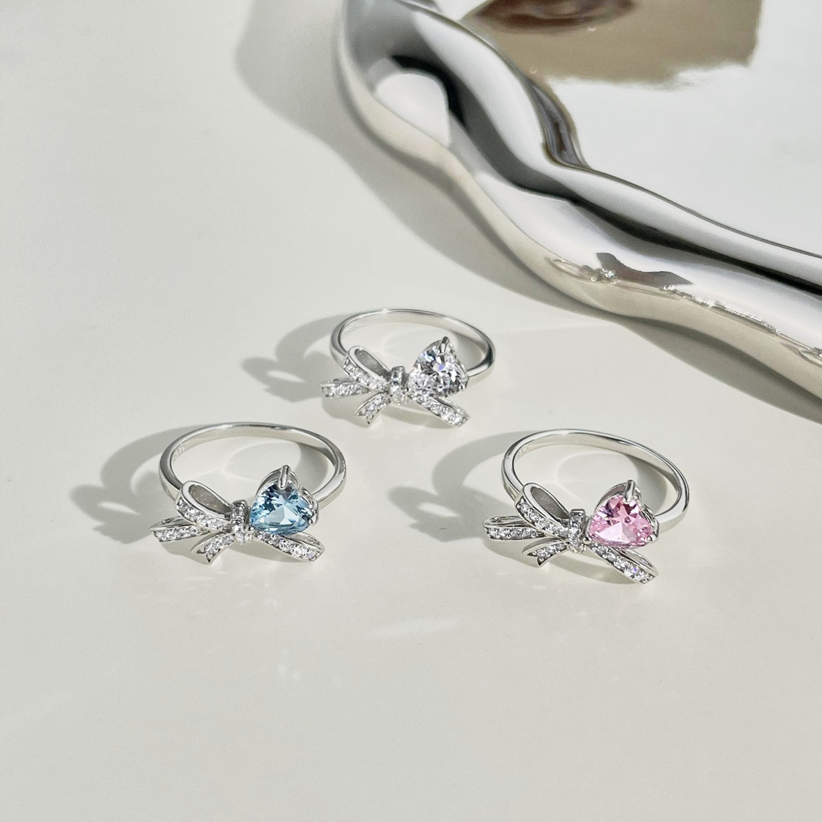 Pink Bow Ring Silver 925 - 3017