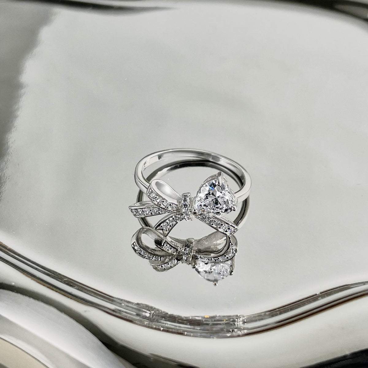 Pink Bow Ring Silver 925 - 3017