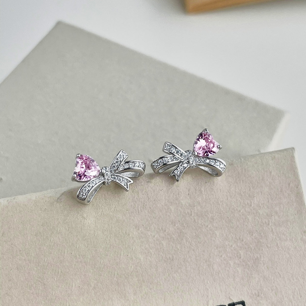 Pink Bow Ring Silver 925 - 3017